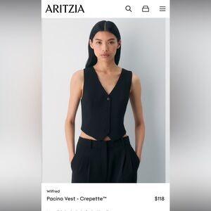 Aritzia Pacino Vest – Crepette Fabric | Black | Size 00